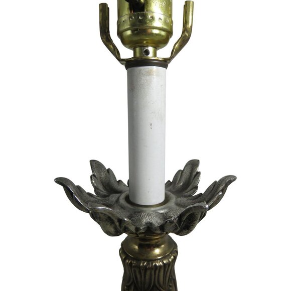 Cherub BRASS Table LAMP With Marble Accents 34" Tall Vintage Gold and Black - Picture 10 of 13